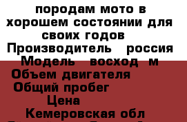 породам мото в хорошем состоянии для своих годов. › Производитель ­ россия › Модель ­ восход 3м › Объем двигателя ­ 175 › Общий пробег ­ 105 625 › Цена ­ 10 000 - Кемеровская обл., Яйский р-н, Яя пгт Авто » Мото   